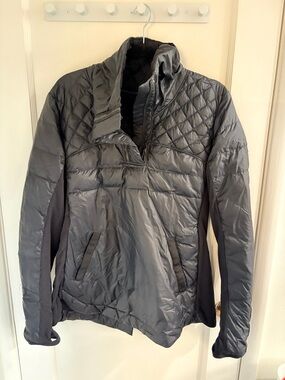Lululemon What The Fluff Puffer Jacket Women 10 Black Goose Down Fill Quilted